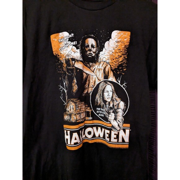 Halloween Movie T-Shirt Michael Myers Sketchy Orange Black Cotton 2015. Sz Med - Picture 1 of 7